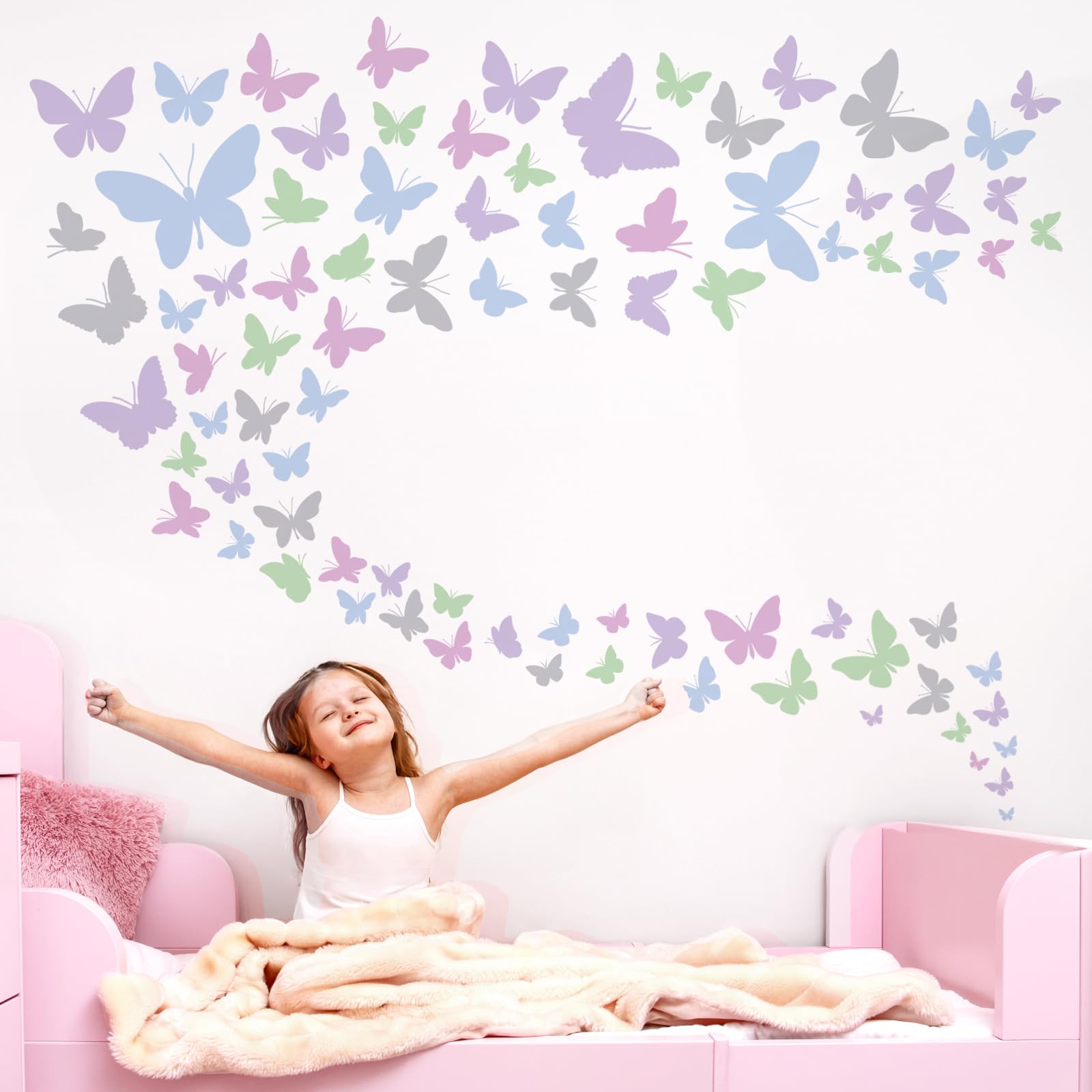FUFUQUARE Colorful Butterflies Wall Sticker Removable Butterfly Wall Art Decal DIY Home Decoration for Girls Living Room Bedroom Nursery - Image 2