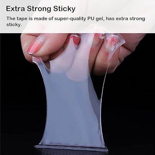 Miniatura 3 de Cinta nano de doble cara resistente, 3.3ft x 1.2in x 0.079in extraíble transparente fuerte adhesivo cinta de montaje para alfombras, fotos, pared
