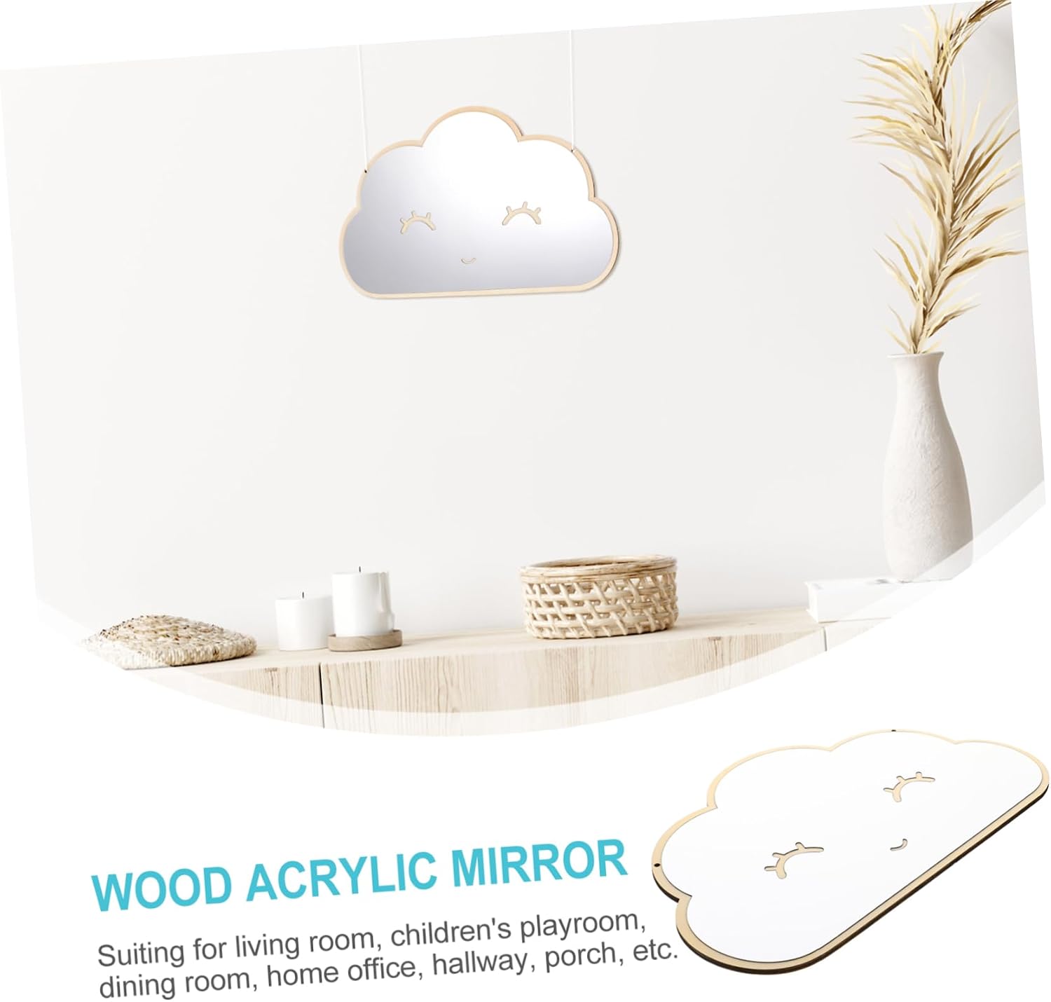 MAGICLULU Cloud Shape Decorative Acrylic Mirror for Boy Girl Water Resistant Creative Wall Sticker Ornament for Boy Girl Bedroom Playroom and Home Decor