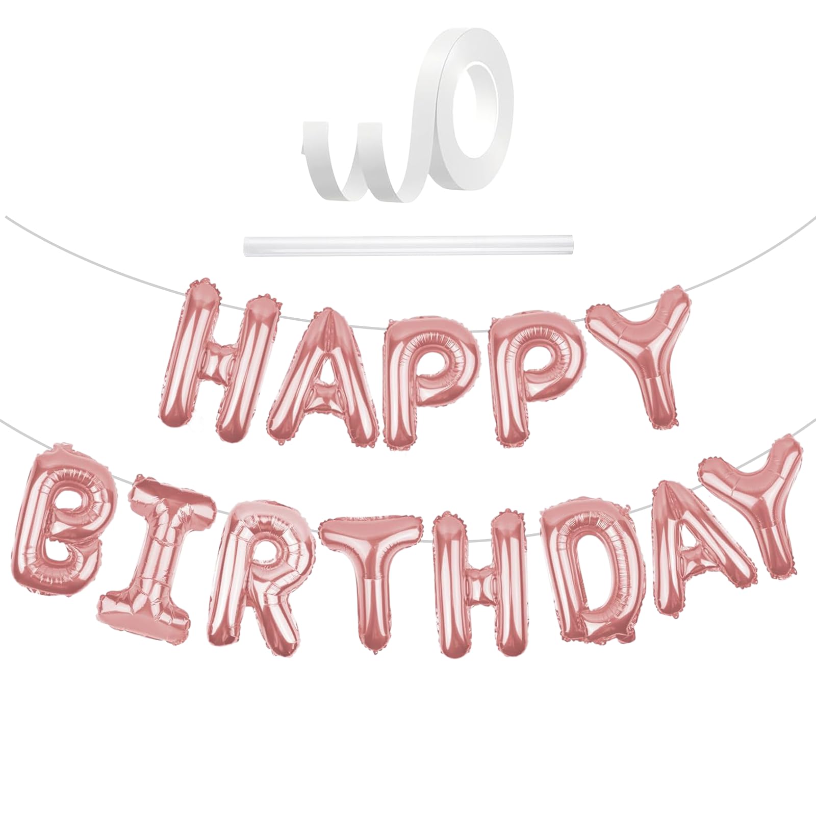 Happy Birthday Balloons Banner Rose Gold, 16 Inch Happy Birthday Letter Balloons, Rose Gold Foil Balloon Banner Decorations, Party Supplies Decorations For Kids Girls Boys & Adults Men Women