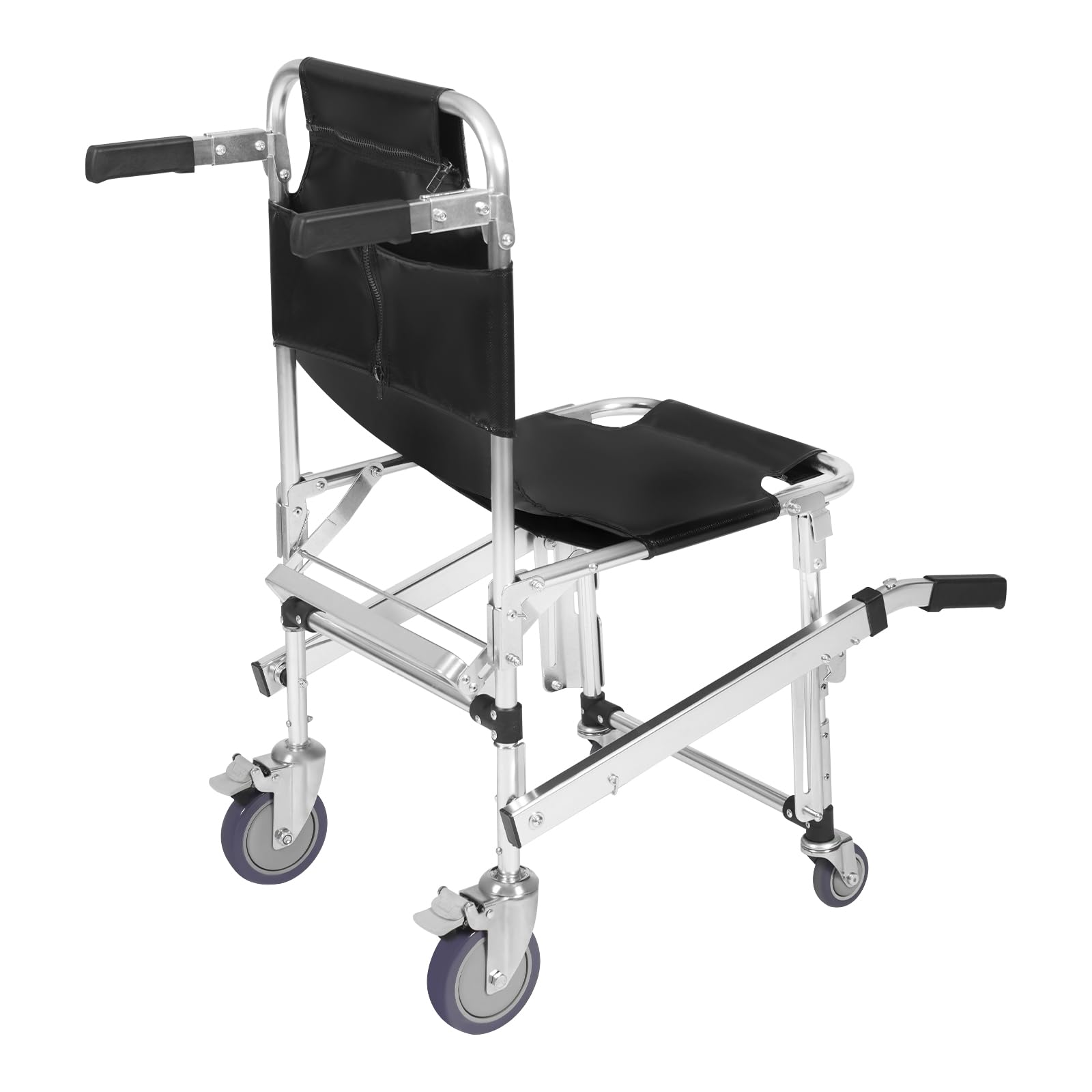 Sedia a rotelle di emergenza, portata 160 kg, leggera in alluminio, con funzione di trasporto, pieghevole, con ruote di bloccaggio, per ospedale, casa di cura e servizio di soccorso