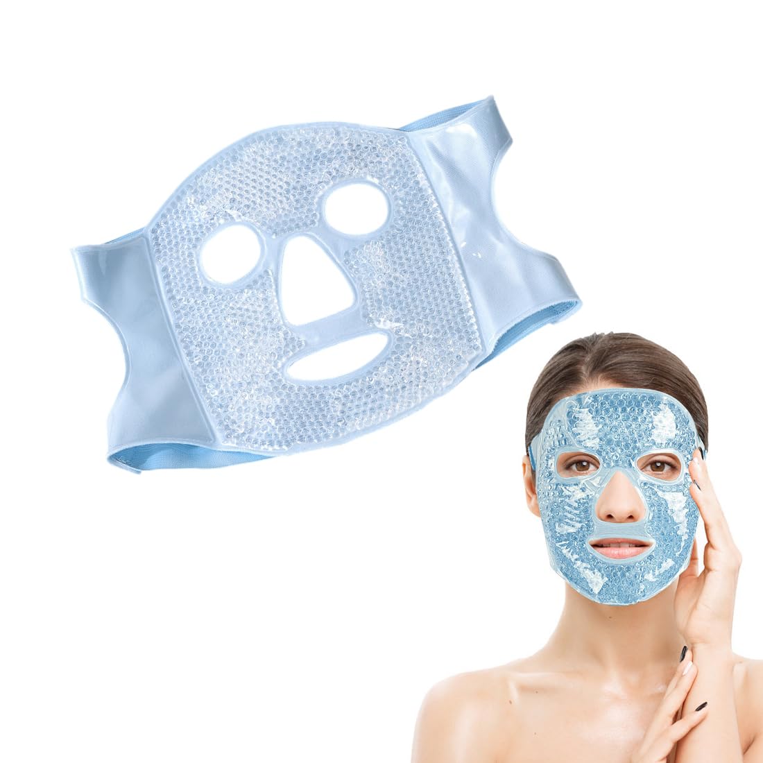 Máscara Refrescante para Ojos, Máscara de Gel Reutilizable, Gel Perla para Ojos Hinchados, Antifaz Gel Frio para Ojos, Mascarilla Ojos Fria (Azul)
