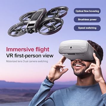 VR FPV Drones with HD Camera and VR Goggles Kit, Brushless Drone for Adults