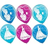 Disney Cinderella Printed Latex Birthday Party Balloons Decoration (6 Pack), Multi Color, 12