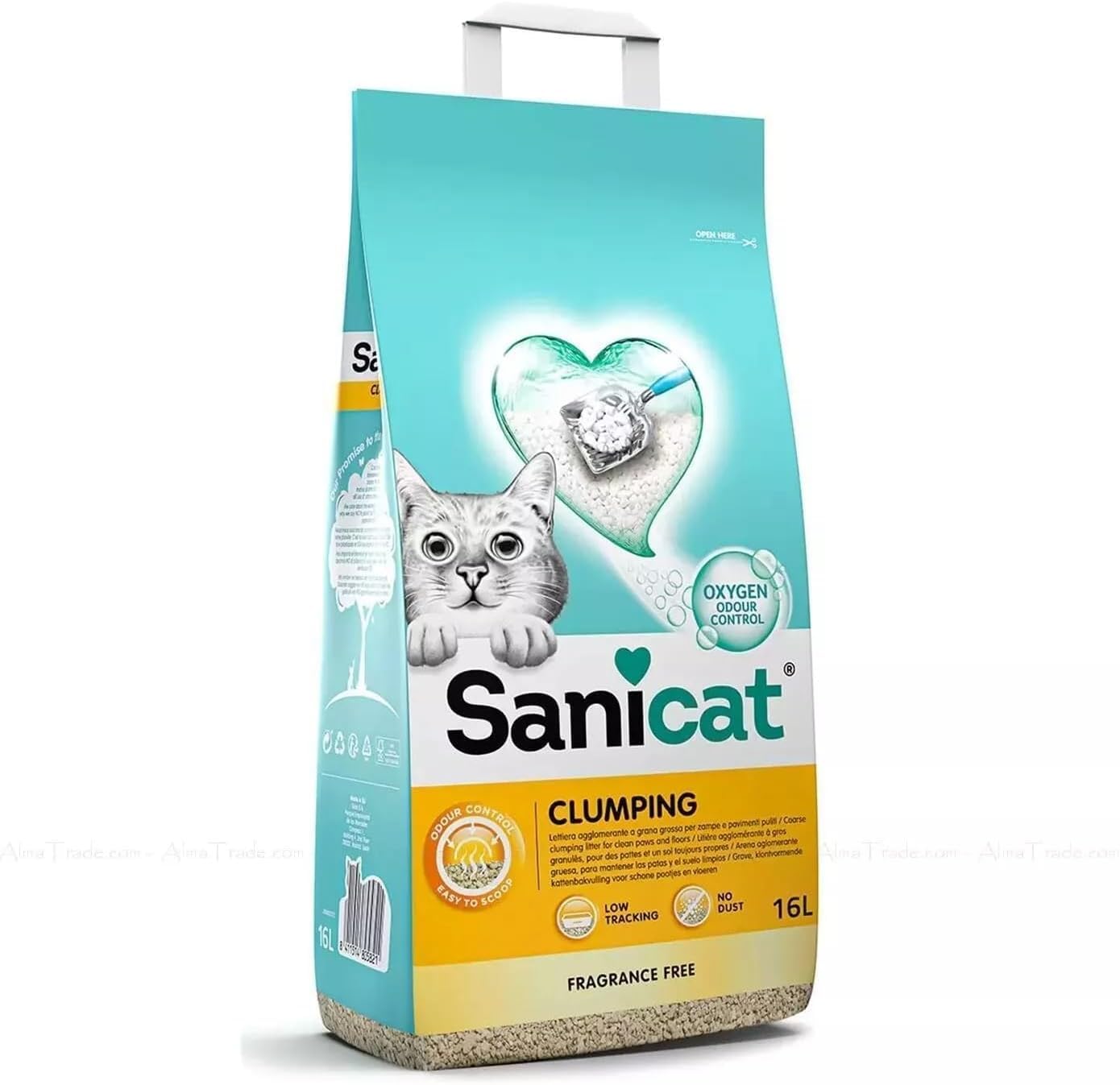 Sanicat Clumping Cat Litter – Unscented, Natural Mineral Formula, 16L, Powerful Odour Control | Highly Absorbent | Easy to Clean | Low Dust