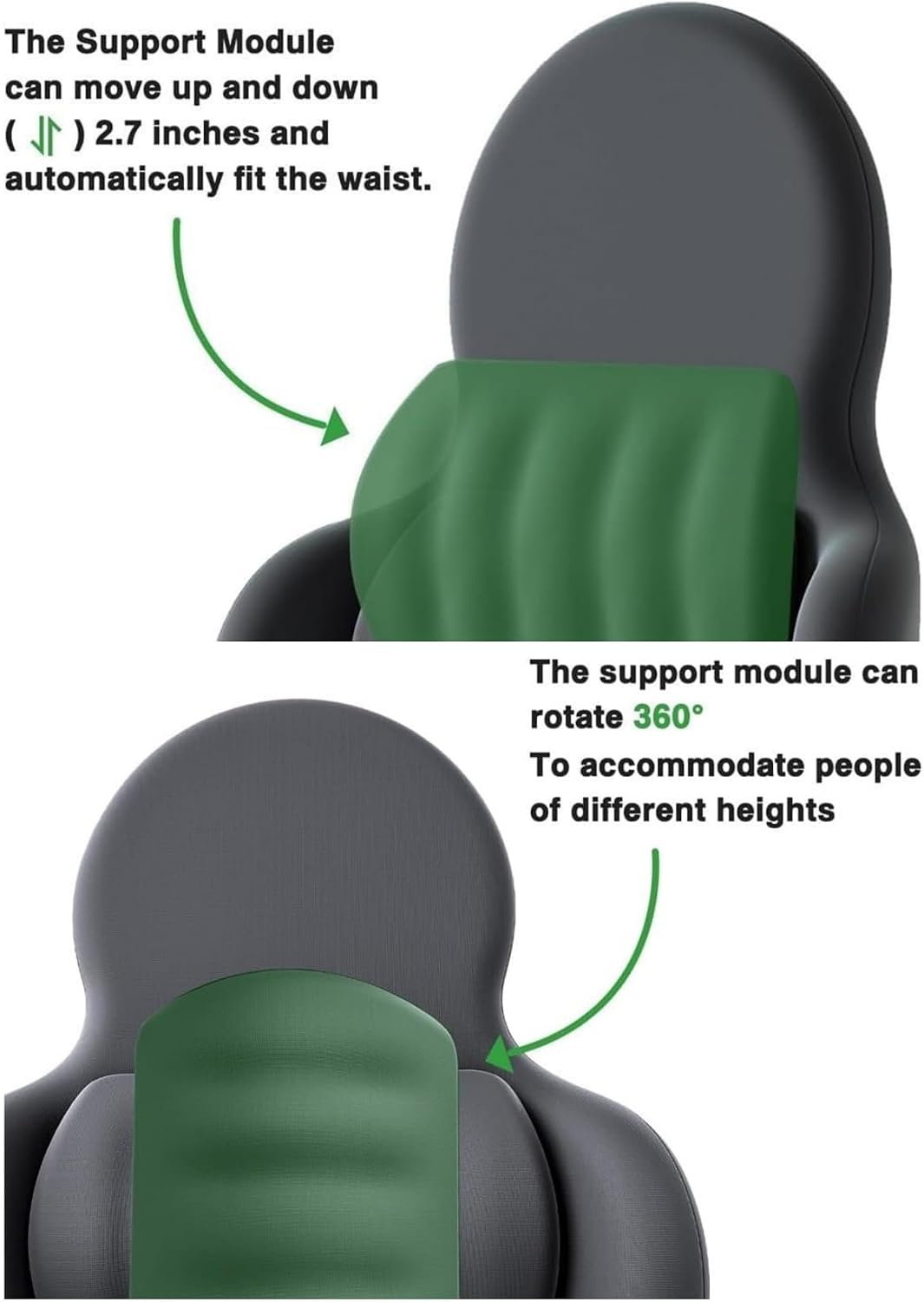 2026 Upgrade Lumbar Support Pillow for Office Chair Car Back Support Pillow 45D Slow Rebound Memory Foam Gaming Chair Desk Chair Back Cushion for Lower Back Pain Relief Dynamic Support Module