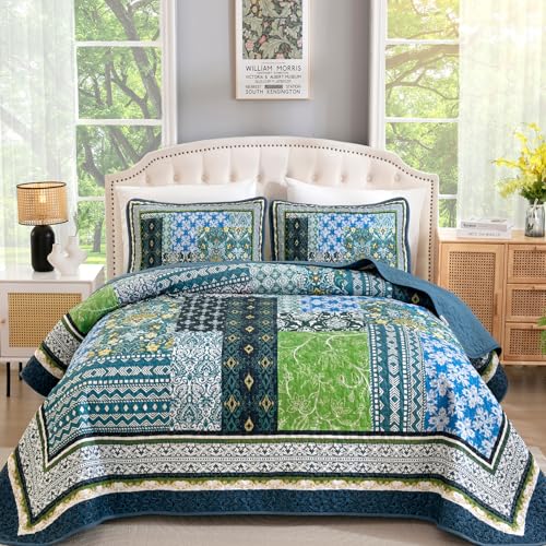 Couette patchwork bohème très grand lit avec 2 taies d'oreiller - 2