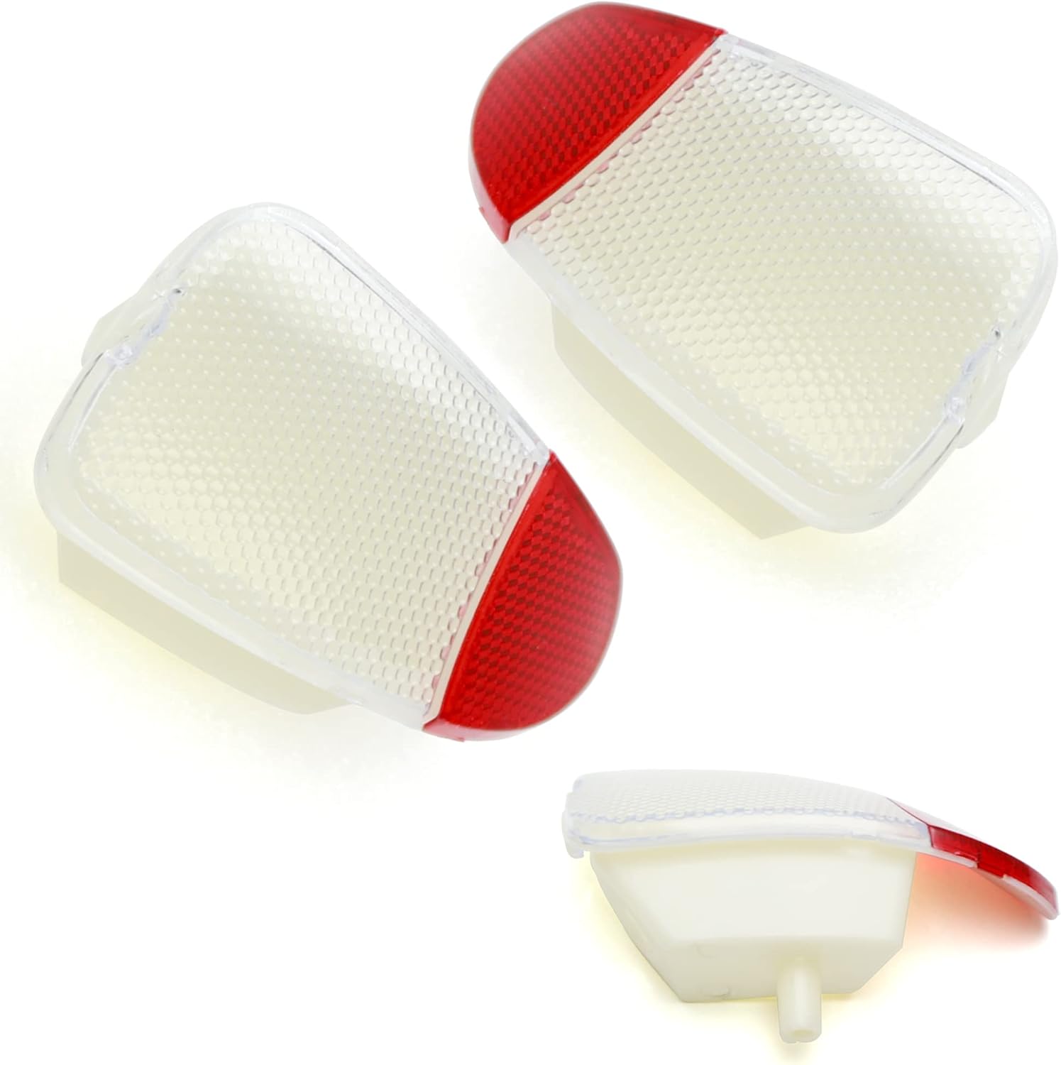 iJDMTOY Set of LH/RH Clear/Red Combined Lens Side Door Courtesy Lamp Housing Assemblies Compatible With Ford 1997-2003 F150, 1997-1999 F250 Light Duty
