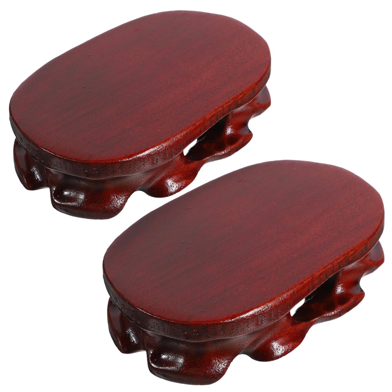 Support de Bouddha bois rouge ovale Luxshiny socle pour statuette asiatique et vase