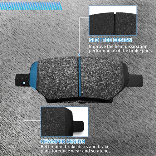 Image of Brake Pads Front and Rear Compatible with Chevy Cobalt SS Hhr Malibu, Pontiac G5 G6, Saturn Aura Ion Red line Brake Pads Semi-Metallic D1028 D1033