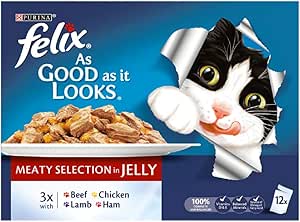 Felix As Good As It Looks Wet Cat Food, Meaty Selection in Jelly, 12 x 100g