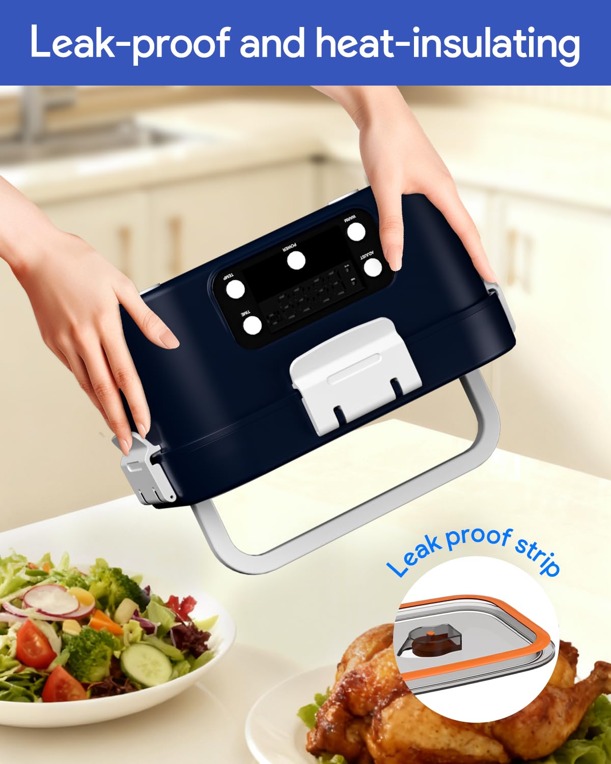 Gorgeous Lonchera eléctrica inalámbrica, 6.7 tazas, temporizador inteligente, calentada automáticamente, calentador de alimentos recargable de 16000 mAh para el trabajo, coche, hogar, contenedor Bento