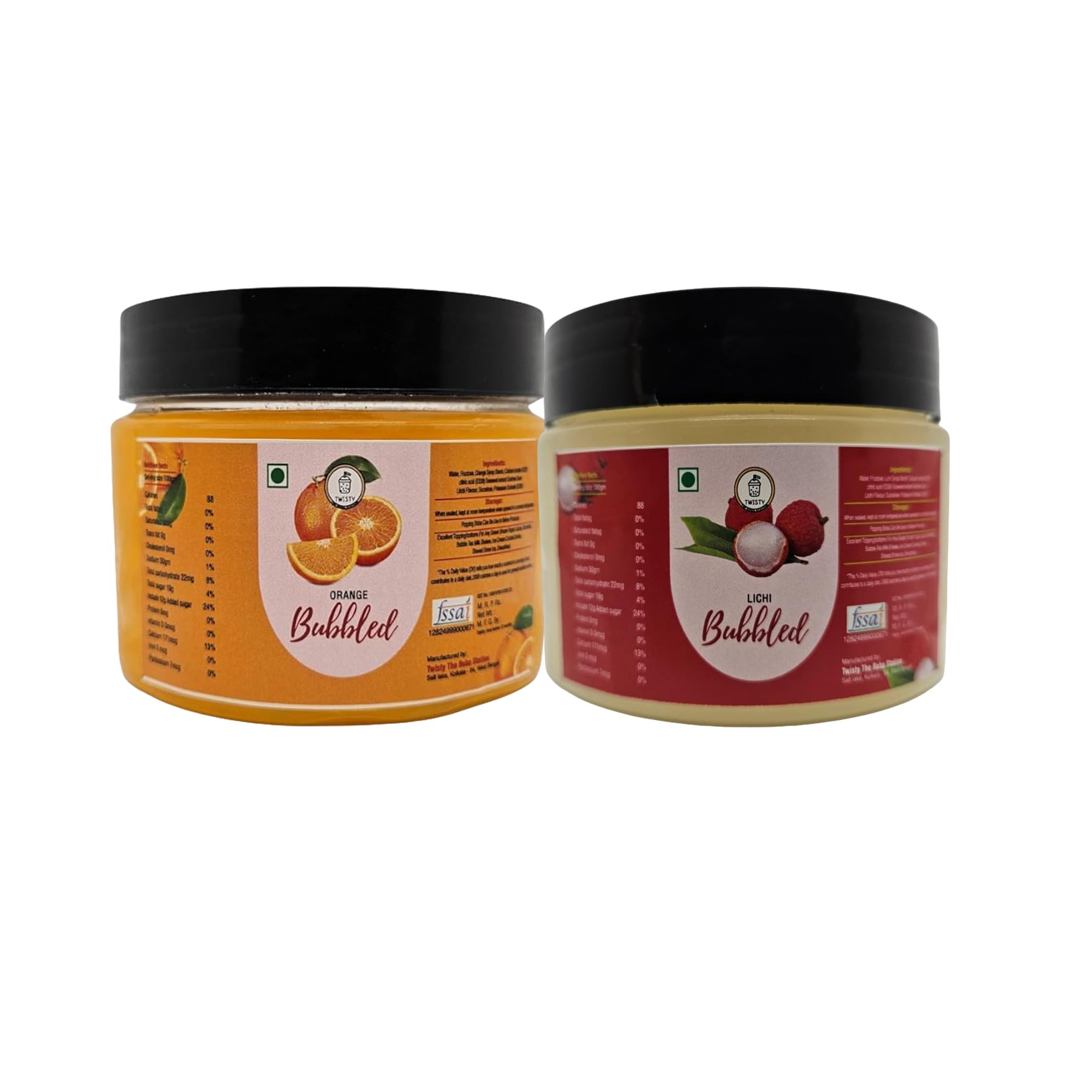 Twisty The Boba Station® Popping Boba Combo – Orange & Lychee Flavors with 12mm Straws | Bubble Tea, Milkshakes, Ice Cream, Yogurt Toppings | Fruity Bursting Pearls | 2 Packs x 330g-image-7