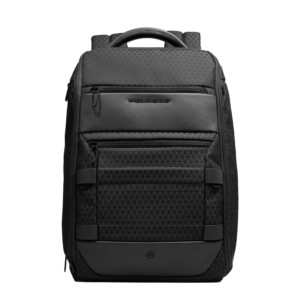 PIQUADRO - Zaino Viaggio Modulare Porta PC 15,6" in Pelle - Unisex - Nero