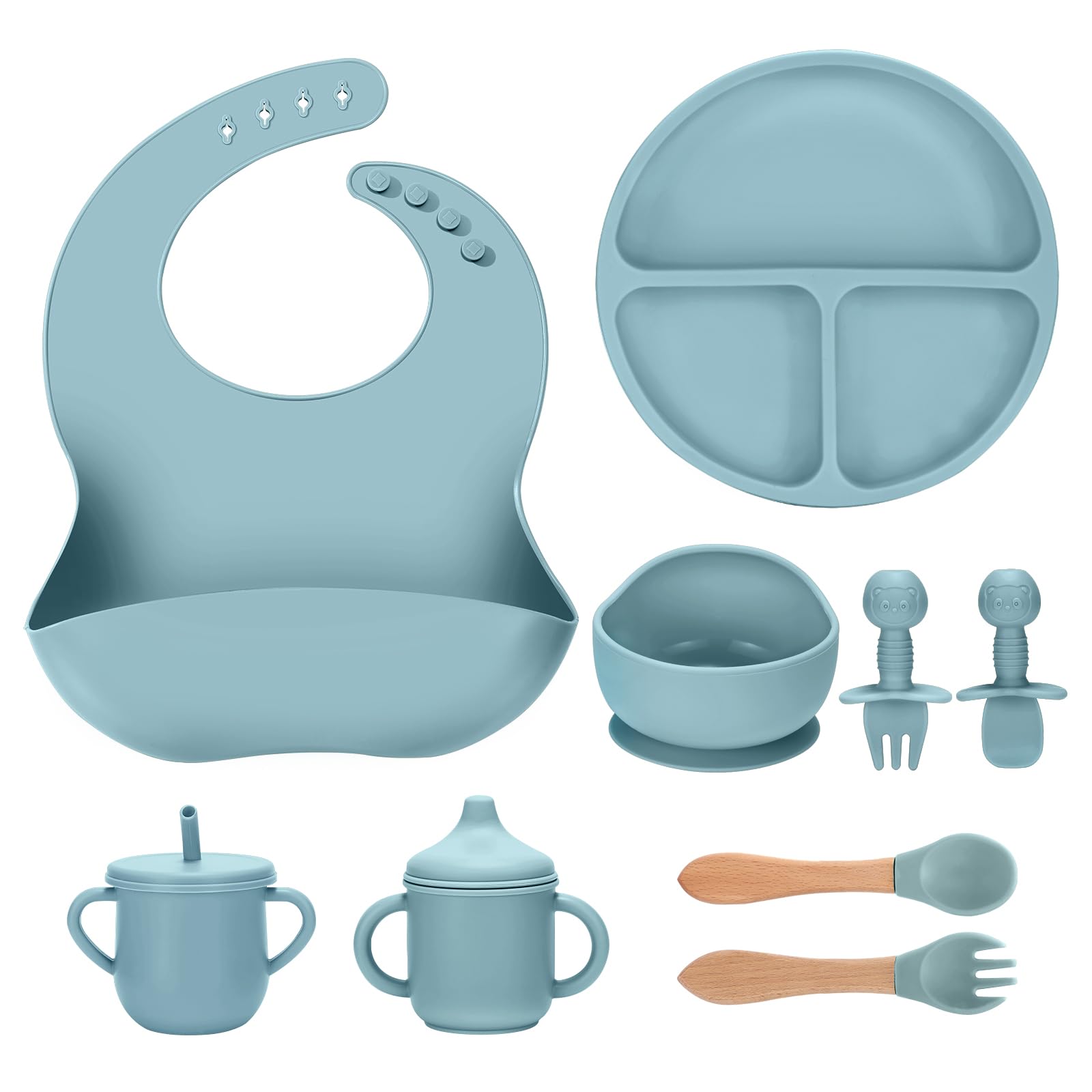 View 1 of (JELLDJK Silicone Baby Feeding Set 9 Pcs