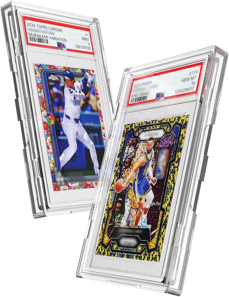 PAV PSA Funda protectora transparente (paquete de 2) – Tarjetero de doble cierre ultra transparente con protección UV para losas de PSA y tarjetas comerciales, protector duro para TCG y colecciones deportivas