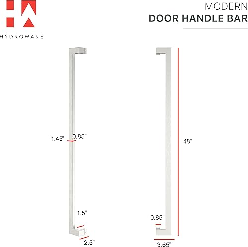 Miniatura 5 de HYDROWARE Manija de puerta larga de acero inoxidable moderna y contemporánea para entrada del hogar, ducha de vidrio, puertas de madera para granero