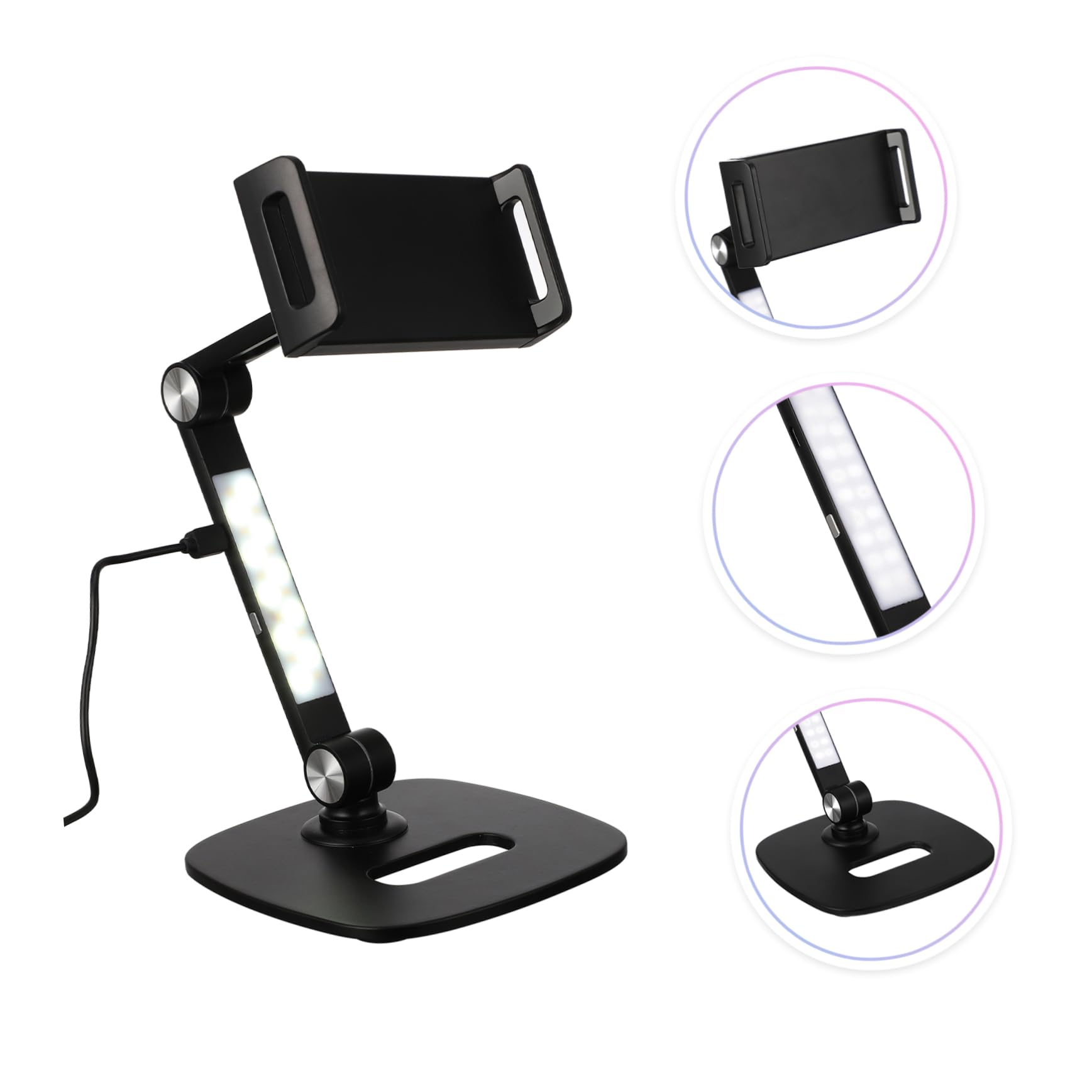 Support pour Tablette et Téléphone en Aluminium Noir, Pliable et Réglable