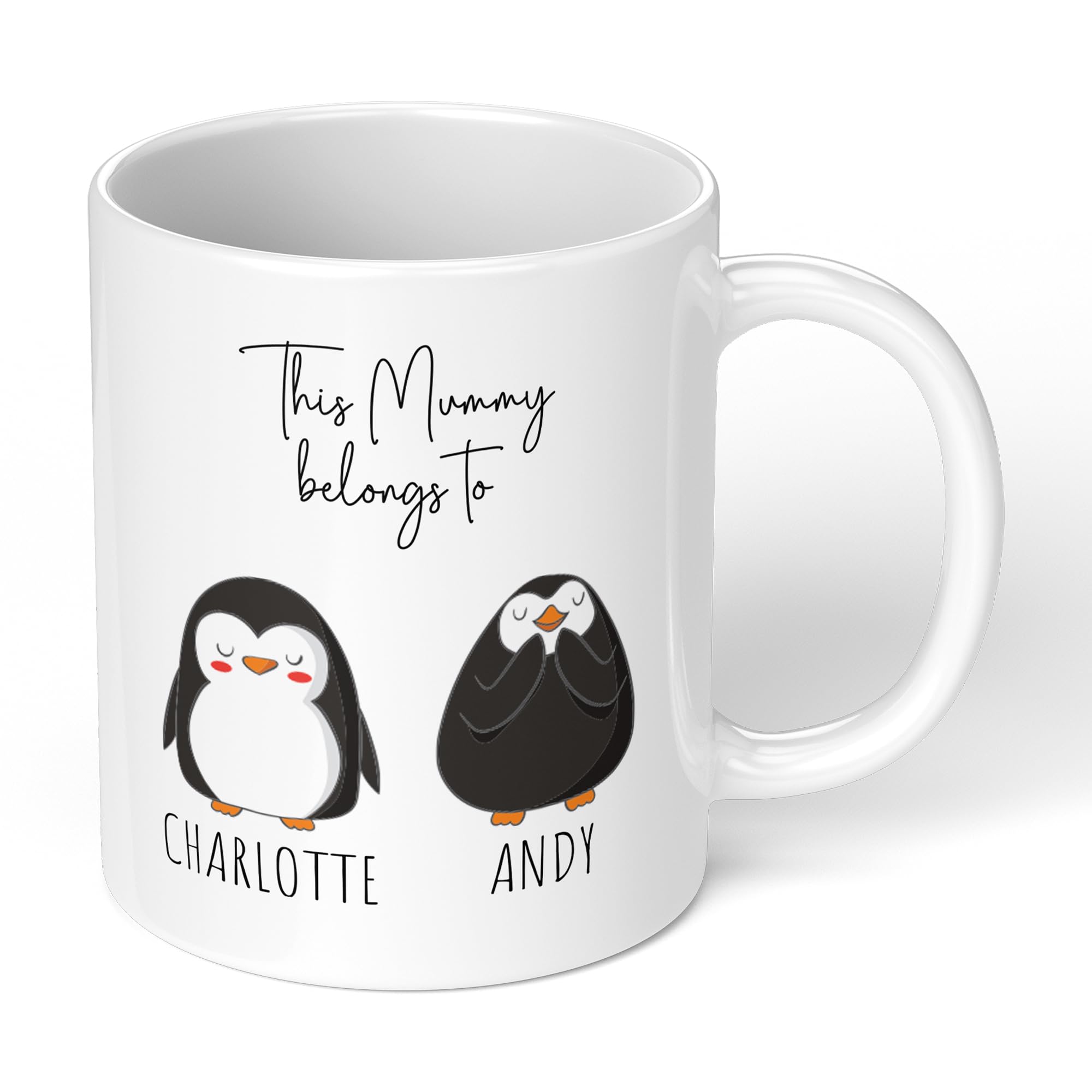 Print Maniacs Mothers Day Mug Cup 11oz Personalised Birthday Christmas Mum Mummy Grandma Auntie Nanny New Born Baby First 1st Coffee Tea Gift Present for Her Penguins (White Mug, Mummy)