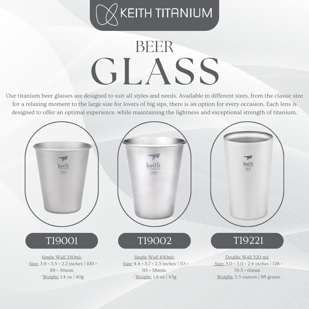 Keith Titanium Ti9001 kubek z tytanu, unisex, dla dorosłych, szary (tytan), rozmiar uniwersalny