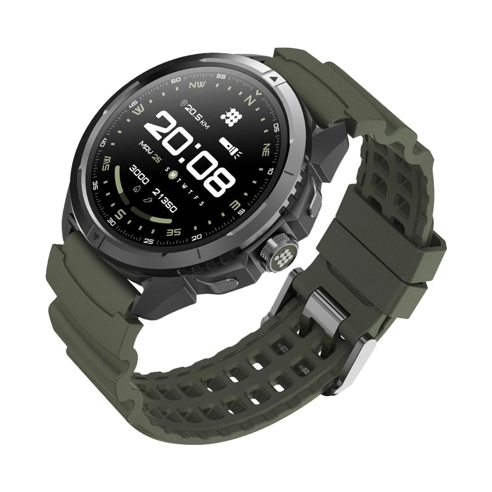 Cubitt Terra Rugged Smartwatch with Dual-Band GPS, 1.48” AMOLED Display, Offline Maps, VITA AI, AI Coach, Readiness Score, 5ATM, 14-Day Battery – Military Green