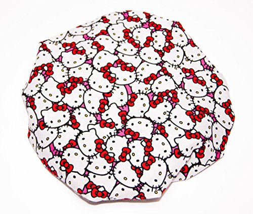 HANDCRAFTED SILVER Reversible Kids and toddlers SATIN BONNETs are lined with HELLO KITTY Fabic (MADE IN USA) (KIDS HELLO KITTY, SILVER)