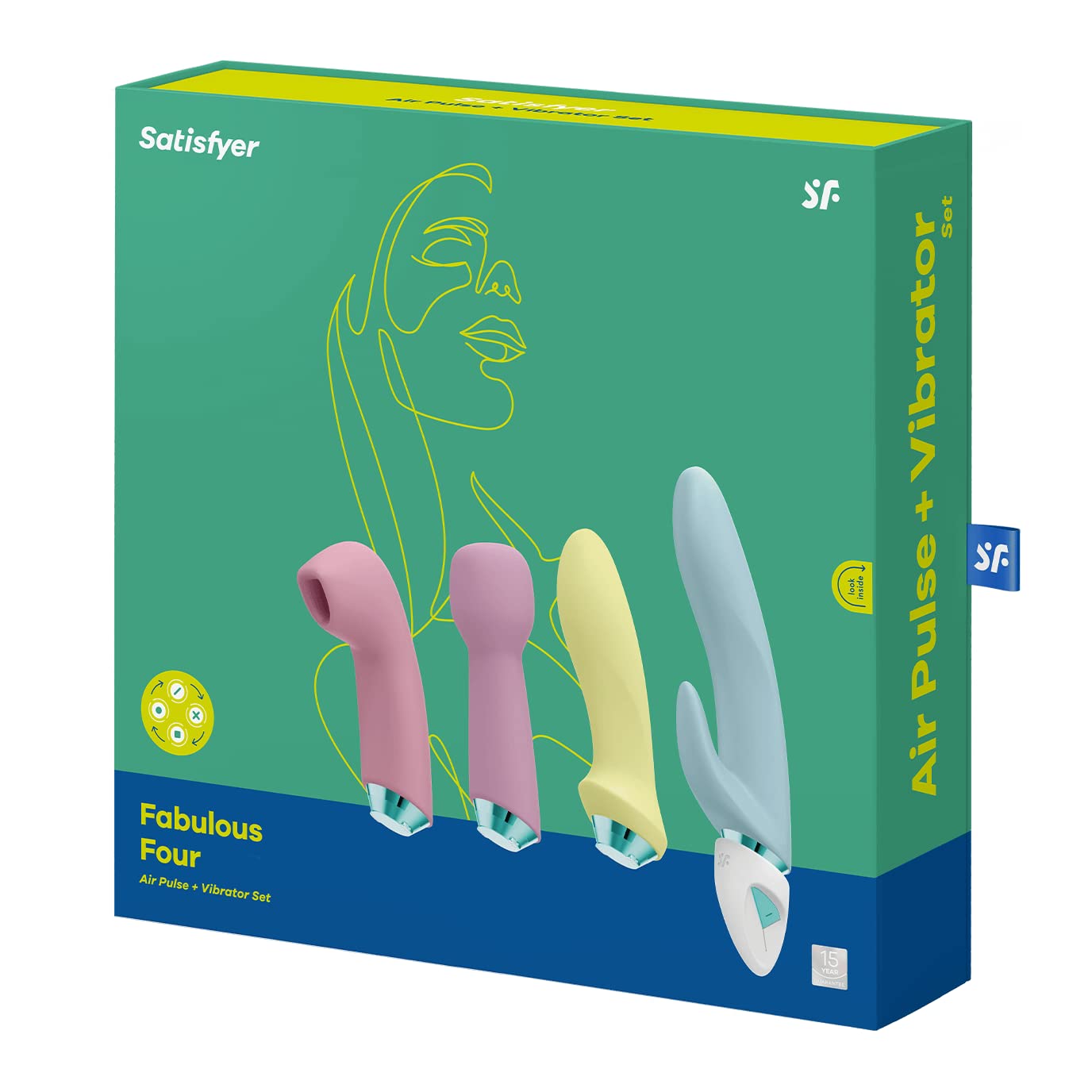 Satisfyer Fabulous Four Vibrator Set | Impermeabile (IPX7) | Dildo Sex Toy | Versatile set di Giocattoli sessuali per Donne | Con Vibratore, Vibratore a Onde di Pressione, Rabbit e Massaggiatore