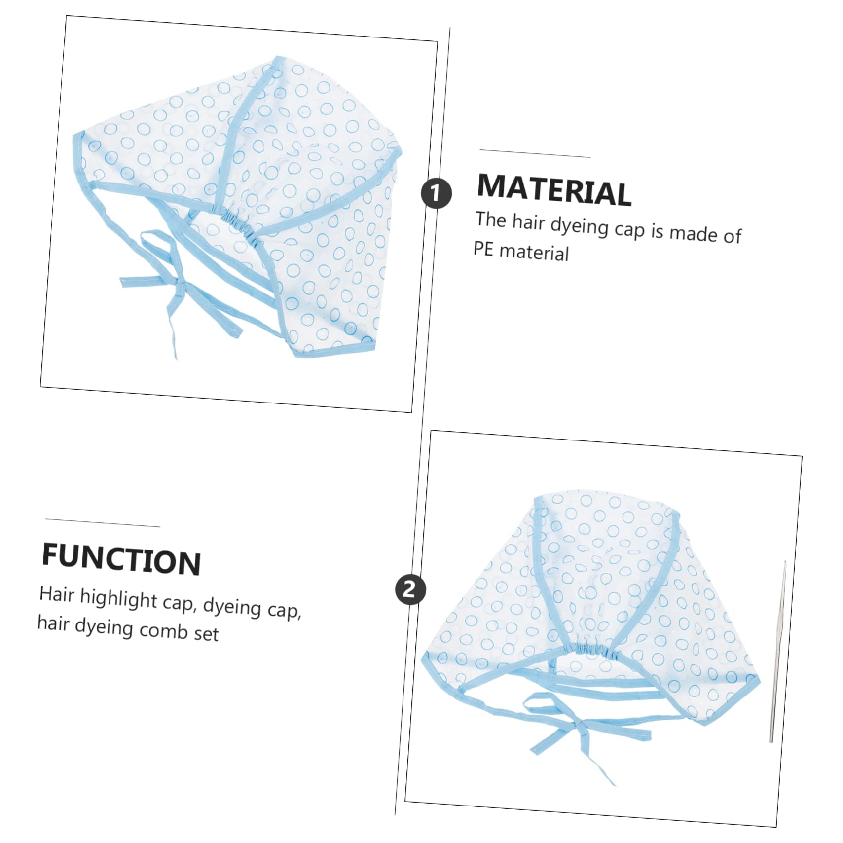 Beatifufu 10pcs Hair Dyeing Cap Set Silicone Hair Dyeing Hat with Crochet Hooks Perfect for Home Salon