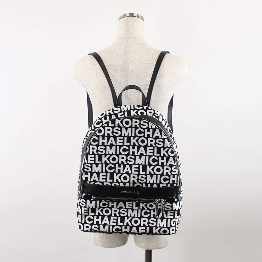 Michael Kors Kenly Black White Logo Graphic Large Backpack