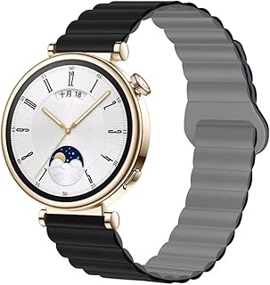 Huawei Watch Gt4 41mm Ve Gt5 41mm Uyumlu Manyetik Ayarlanabilir Süet Dokulu Mıknatıslı Saat Kordonu Koyugri-Siyah