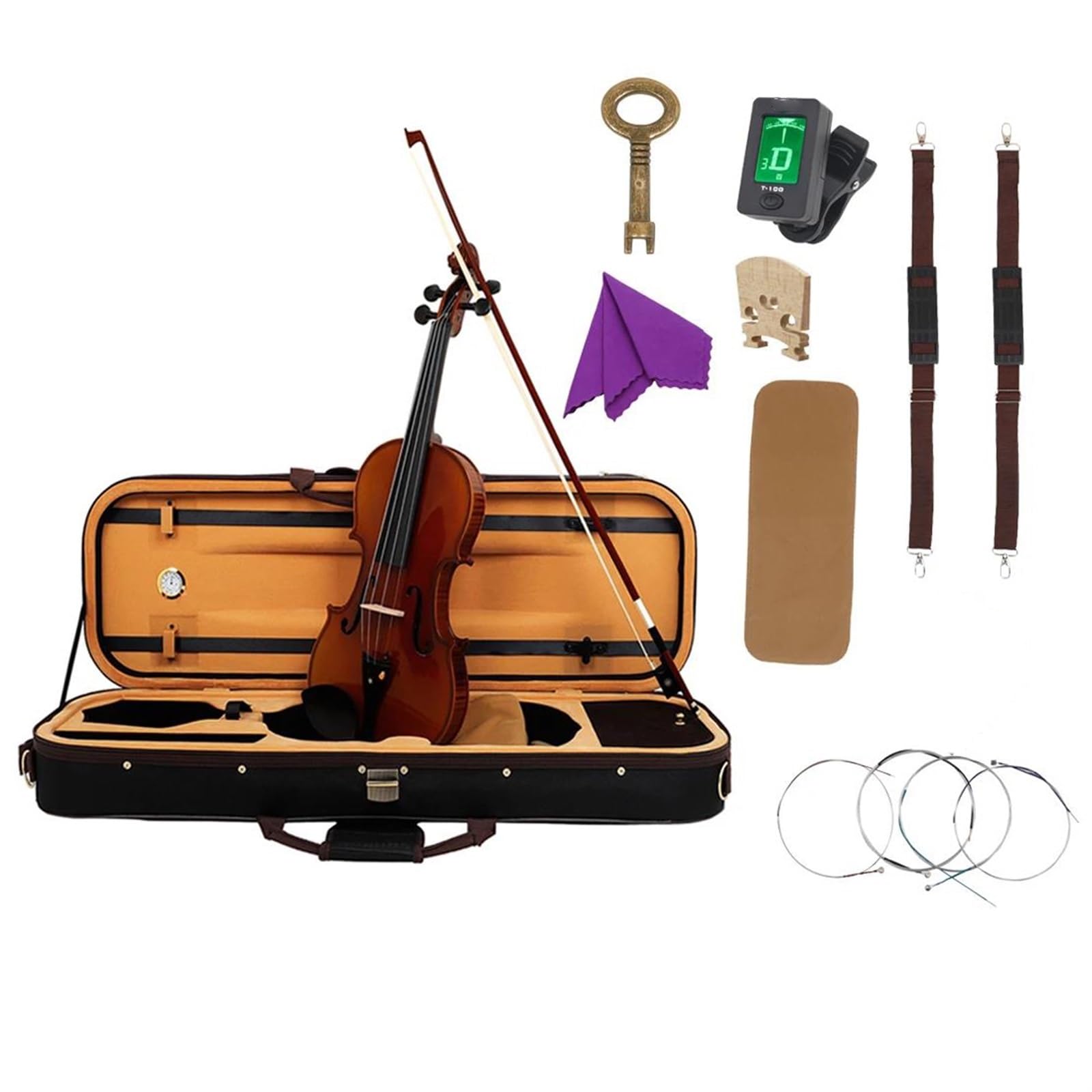 4/4 Violino Pannello In Legno Di Abete Rosso Strumento A Corde Professionale Con Set Completo Di Parti Di Violino Illuminazione Violino(Set 2)
