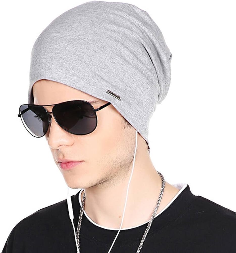 CACUSS Classical Teenager Baggy Skull Cap Thin Cotton Stretch Beanie Summer Sport Hat(Light Grey) at  Men’s Clothing store