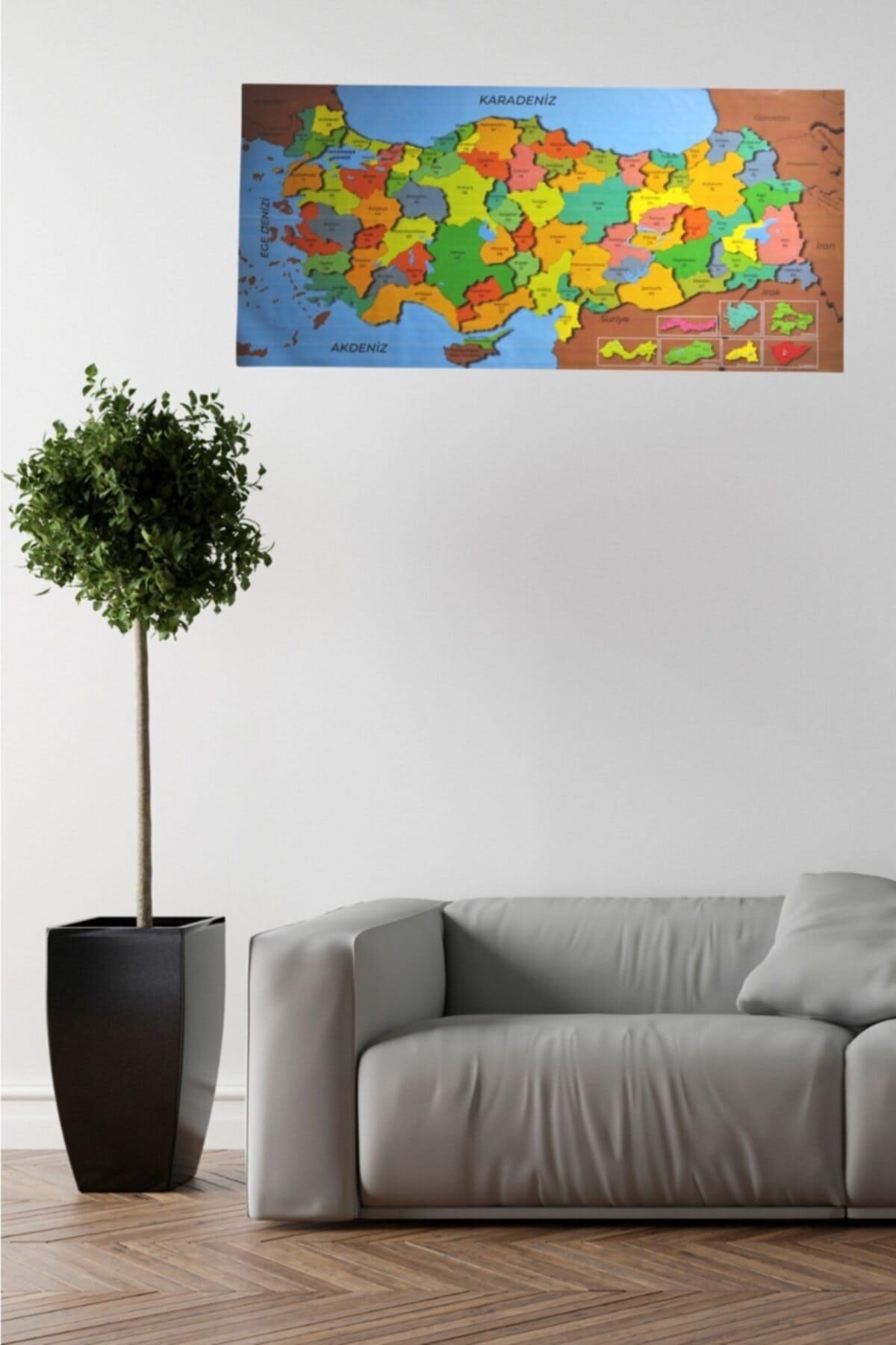 Buffer Renkli Türkiye Haritası Manyetik Yapıştırıcı Gerektirmeyen Duvar Stickerı 118 Cm * 56 Cm