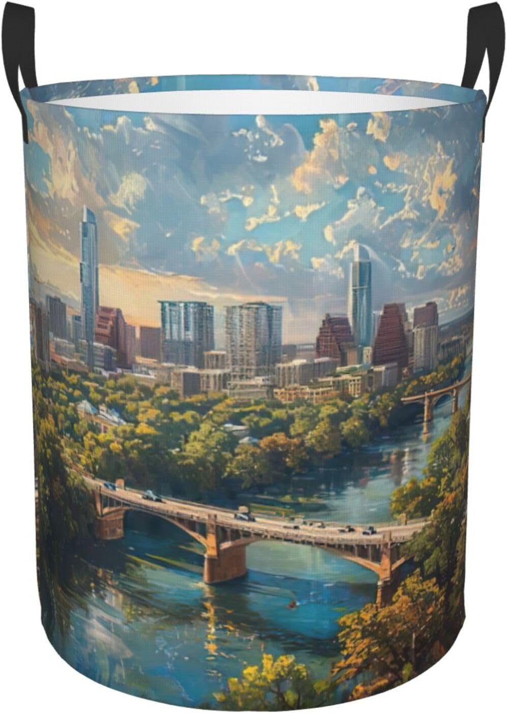 Austin Texas Dirty Clothes Basket,Oxford Cloth Washing Basket For Clothes Storage Organization