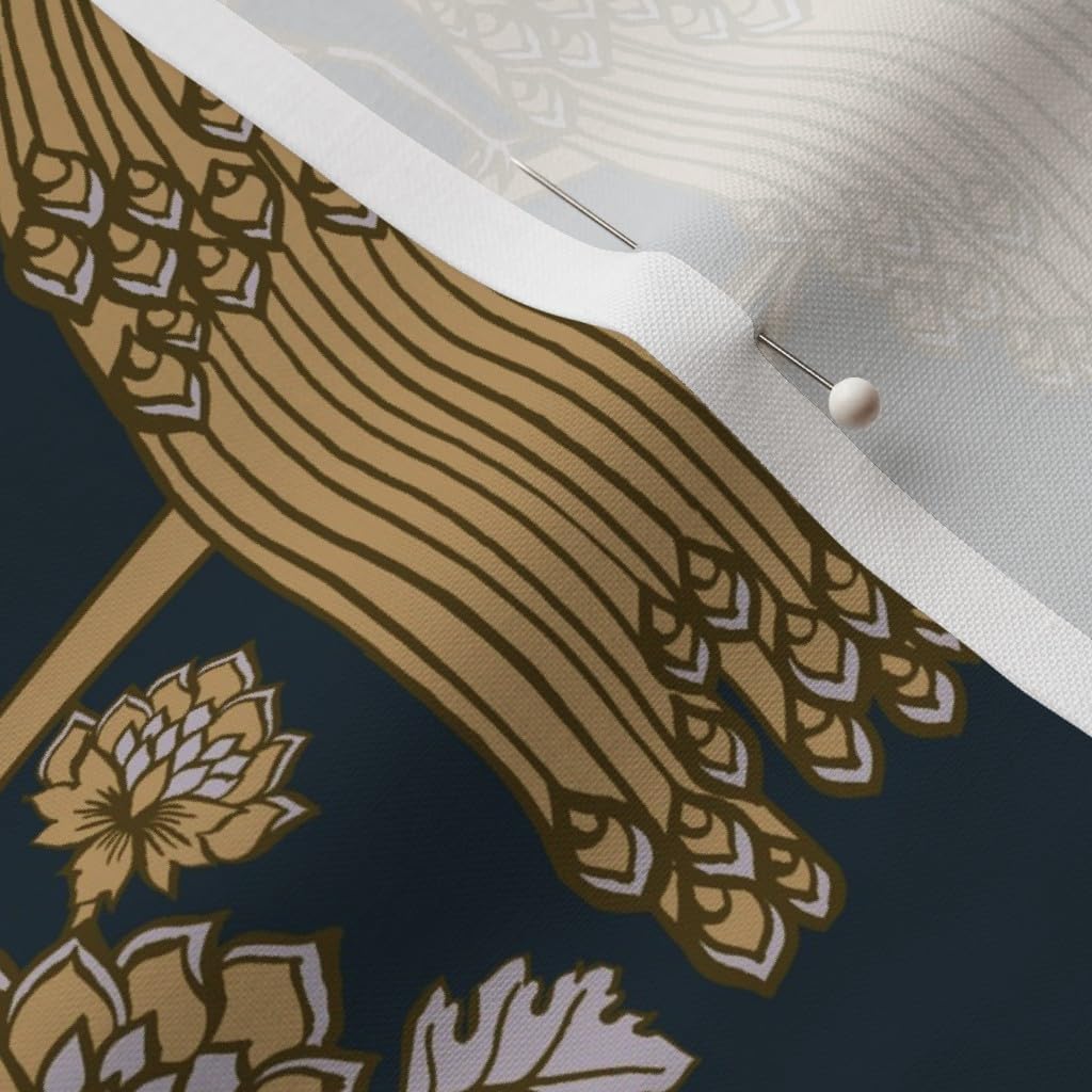 Spoonflower Fabric - Chinoiserie Rococo Baroque Black Gold Blue Peacock Garden Bird Peacock Printed on Petal Signature Cotton Fabric Fat Quarter - Sewing Quilting Apparel Crafts Decor
