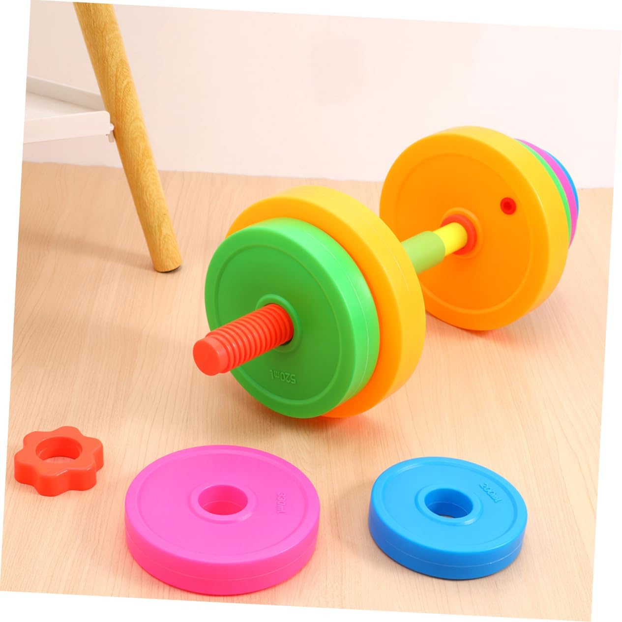1Set Adjustable Dumbbell Weight Fun Exercise for Arm Training Lightweight Plastic Barbell Sports Hand Bar for Boys for Gymnastics Dance