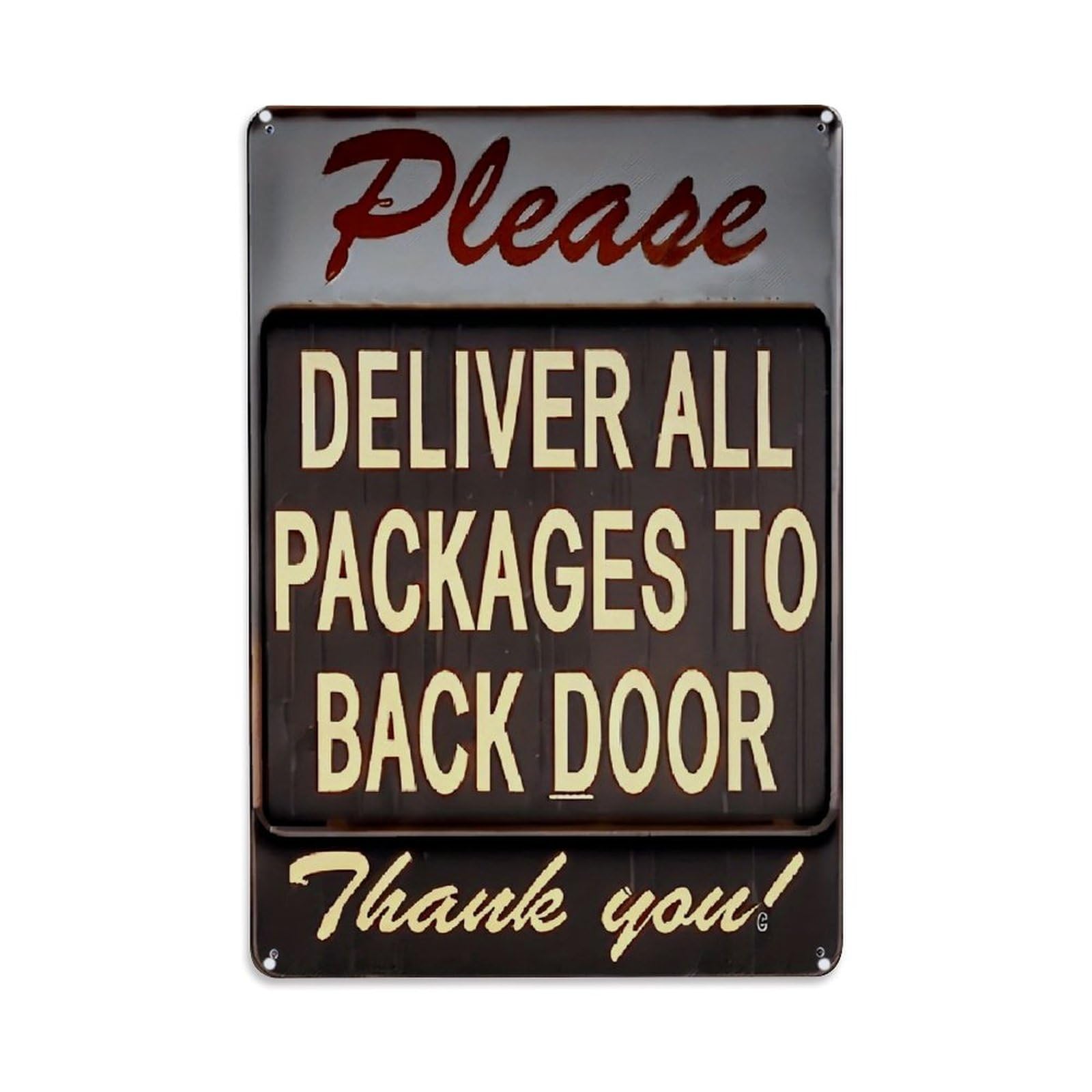 Jdfenggu Vintage Please Deliver All Packages Thankyou Retro Metal Tin Sign, Metal Poster For Bar, Home, Man Cave, Kitchen, Laundry Room Art Decor 8X12 Inch