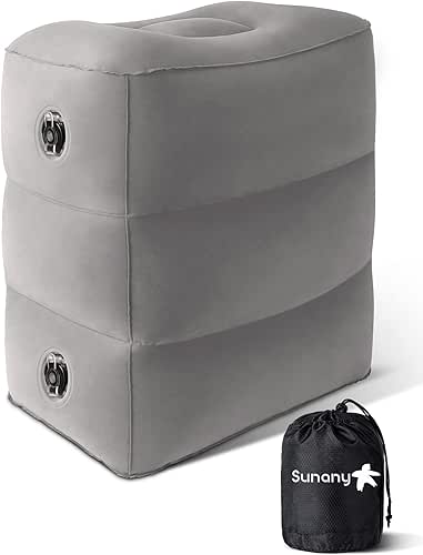 Sunany Aufblasbares Fußstützen Kissen für Reisen, Kinder/Erwachsene, Flugzeug-Reisekissen, höhenverstellbar, für