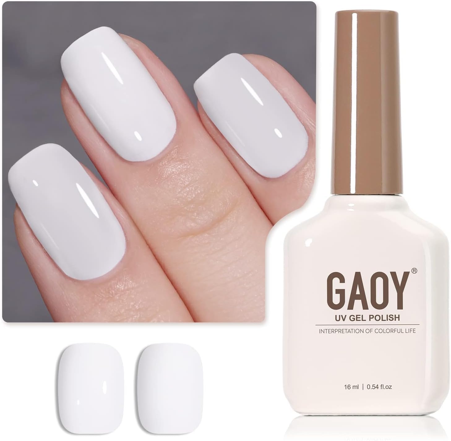 GAOY White Gel Nail Polish, 16ml Color 1002 Soak Off UV Light Cure Gel Polish for French Tips Nail Art DIY Manicure at Home