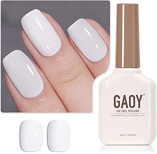 GAOY White Gel Nail Polish, 16ml Color 1002 Soak Off UV Light Cure Gel Polish for French Tips Nail Art DIY Manicure at Home