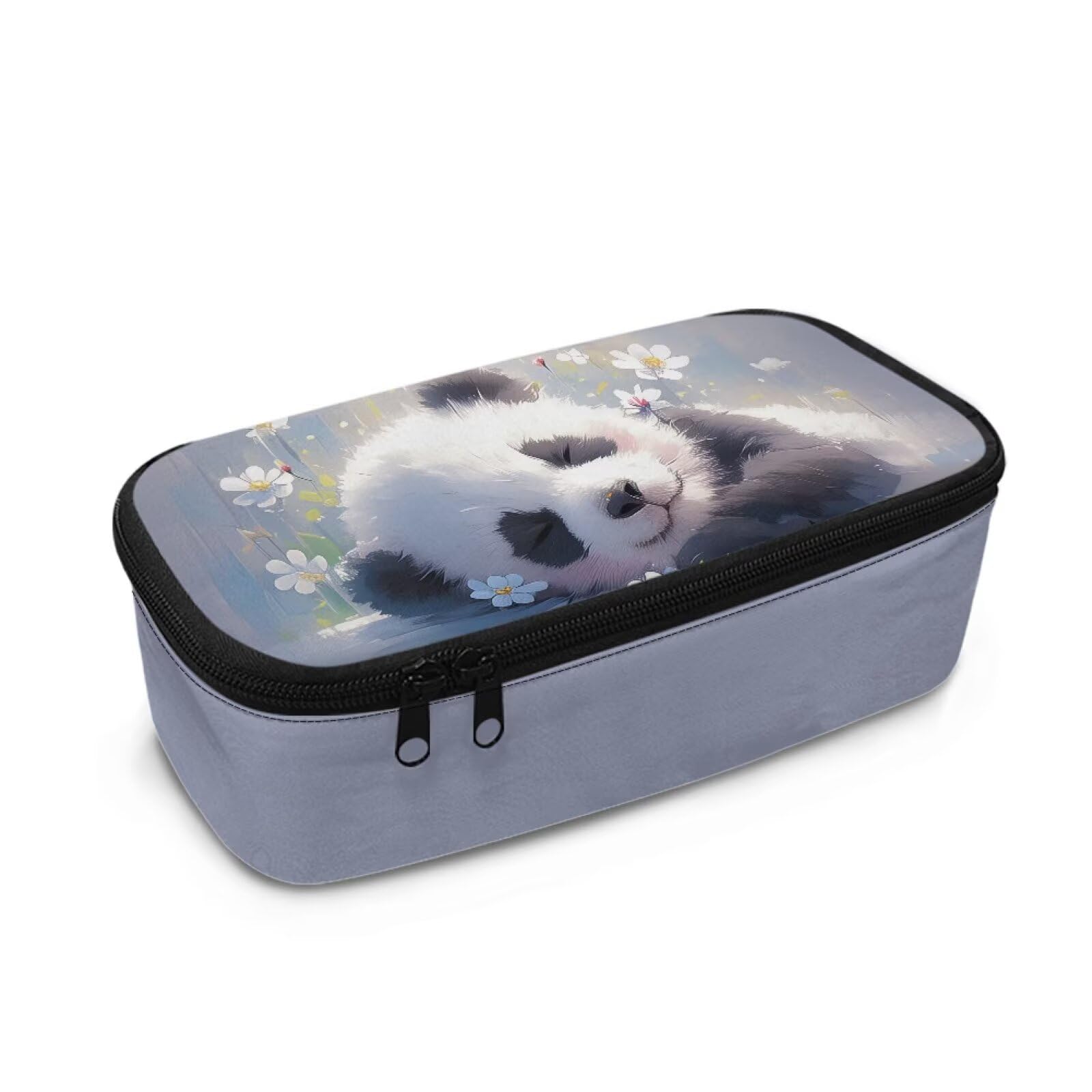Howilath Girls Panda Big Pencil Case Large Kids Flower Pencil Pouch Students Organiser Primary/Secondary School Stationery Pencilcase — image 1
