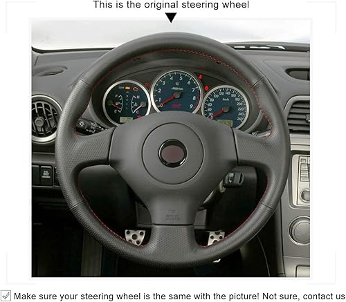 Miniatura 2 de MEWANT Cubierta de volante de automóvil de cuero artificial negra cosida a mano personalizada para Subaru Forester 2005-2008 Impreza WRX (WRX STI)