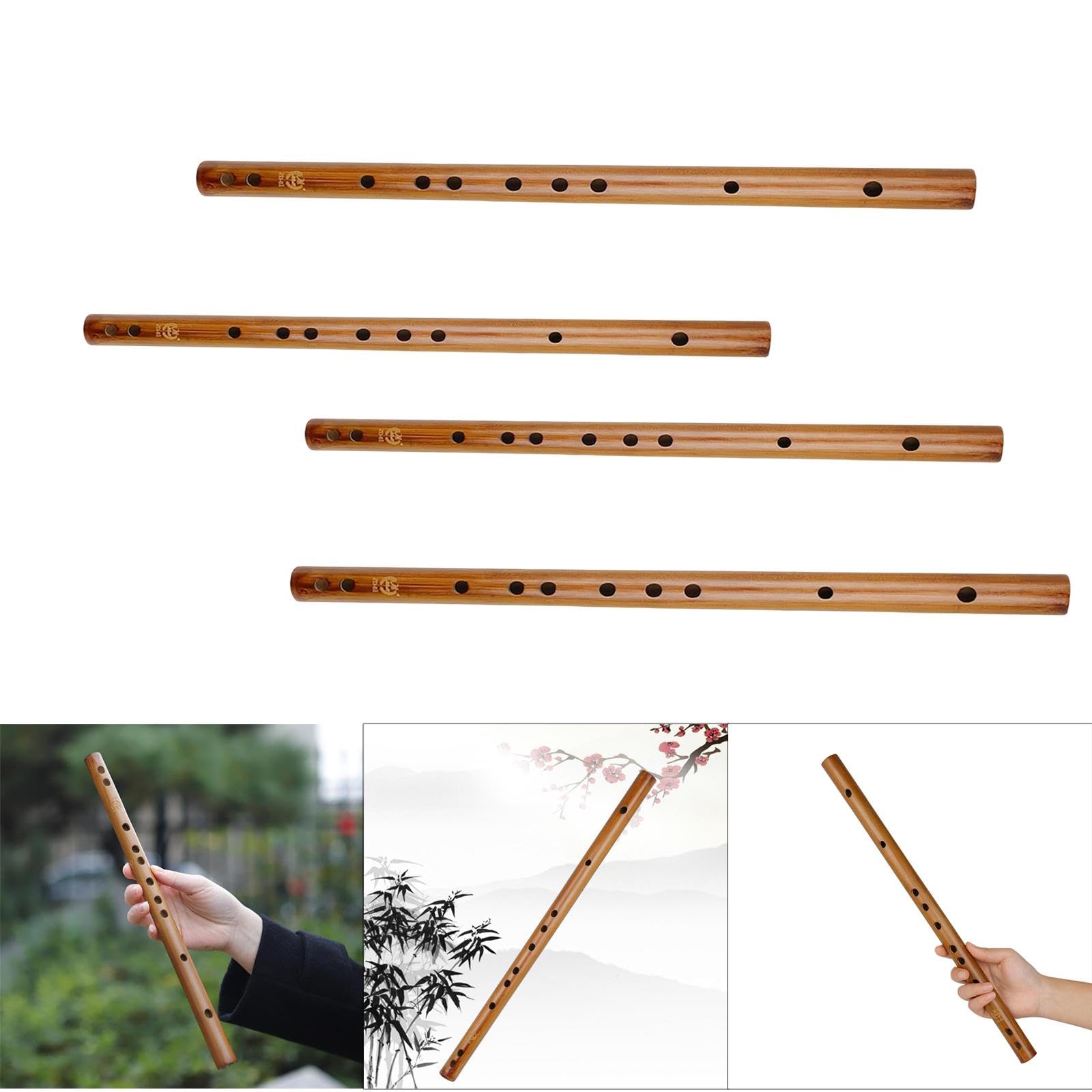 Amagogo Flauta de Bambú Instrumento Musical Flauta de Madera Tradicional Hecho a Mano Ligera Fácil de Aprender Adecuada para Educación Musical Regalo