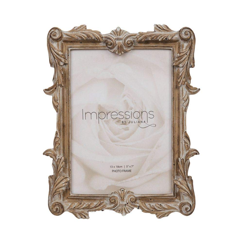 Impressions 5" x 7" Antique Carved Wood Finish Photo Frame