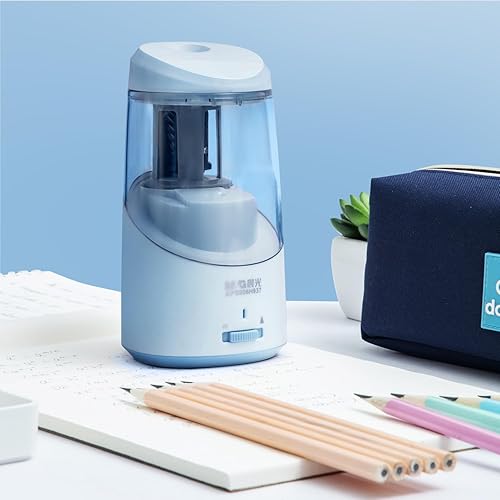 Miniatura 6 de M&G Sacapuntas eléctrico azul, sacapuntas automático portátil para lápices de colores, parada automática, súper afilado y rápido, funciona con USB