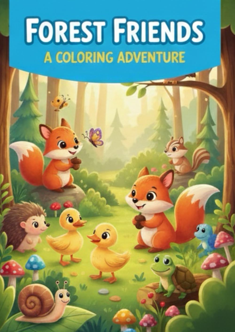 Forest Friends: A Coloring Adventure | 24 Fun Coloring Pages | Nature Coloring Book | A Cute Animal Coloring Book for Kids