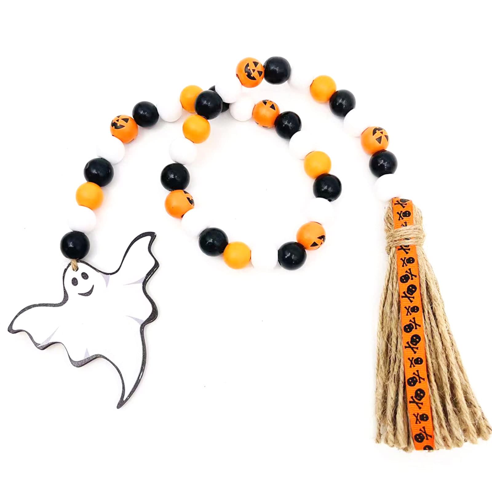 Buxuaaaa B Uxuaaaa Halloween Wooden Ead Tassels With Pumpkin Tray Decor Party Farmhouse Country Eads Garland Decoration Wooden Eads Garland Farmhousem With Tassels