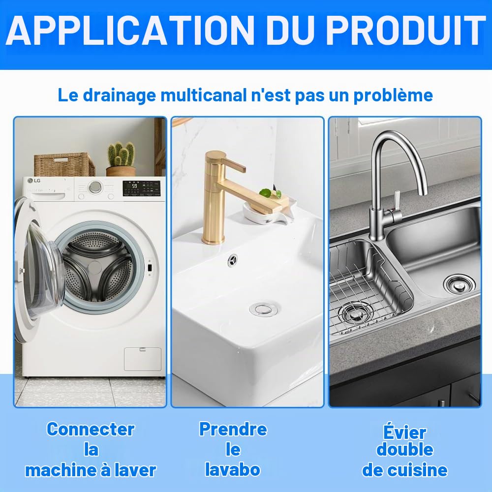 1 Pièce Double Evacuation Machine A Laver, Adaptateur De Vidange Pour Machine À