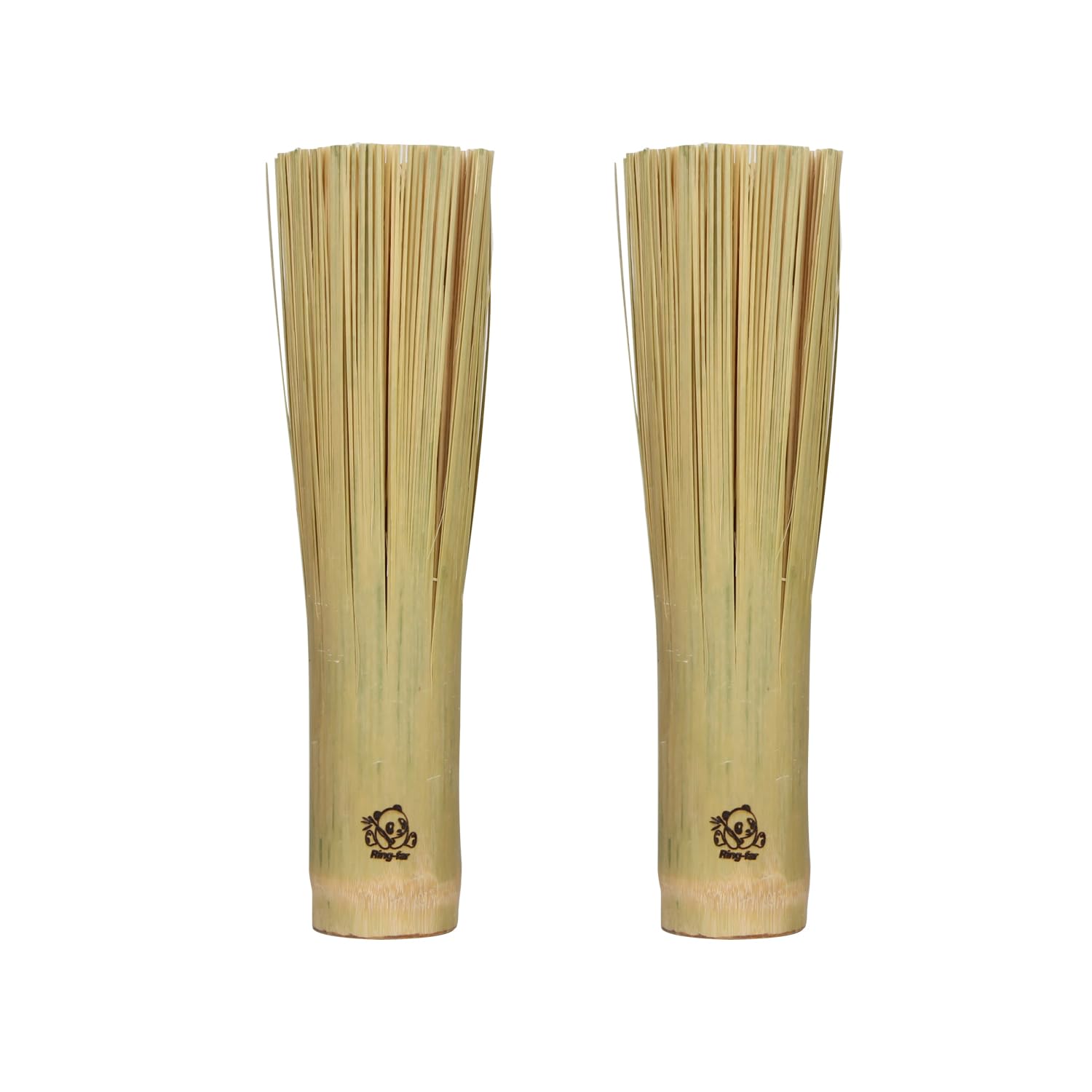 Ring-far Bamboo Pot Brush,Traditional Natural Bamboo Wok Brush,Kitchen Cleaning Brush, Suitable for Cleaning Cast Iron Pots, Pans, Sinks, Trays, Basins, Barbecue Grills and Bathtubs, 2 Pack… (Small)