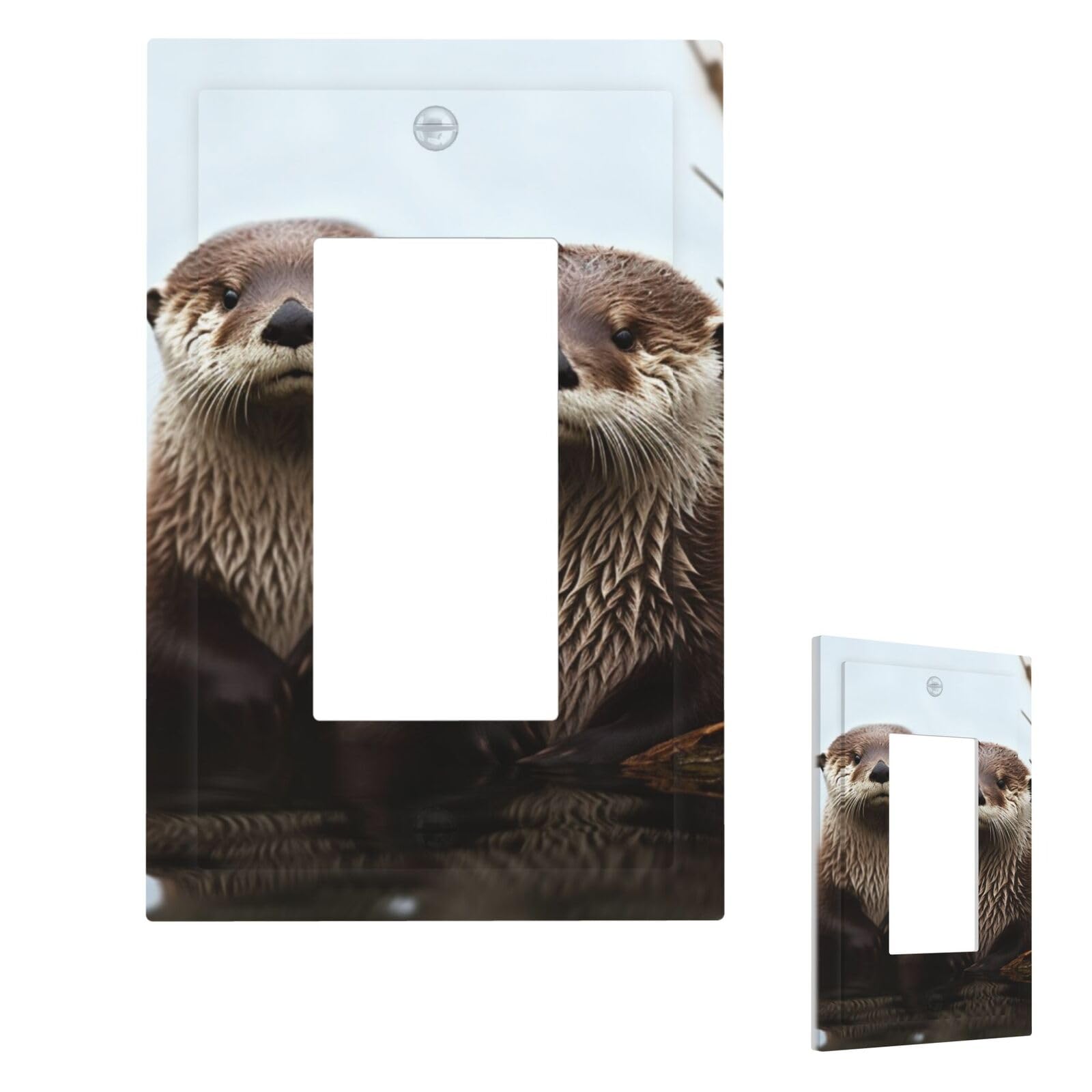 Fekiloot 1 Gang Cute Otter Wall Plate Cover Modern Decorative Light Switch Cover Unbreakable Receptacle Outlet Covers For Living Room Bedroom Home Decor